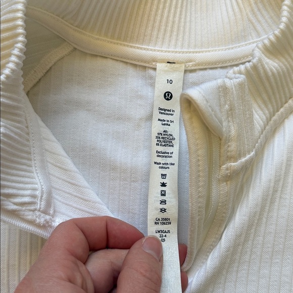 Lululemon Rest Less Cropped Half Zip Ribbed White Long Sleeve Pullover - Picture 6 of 9